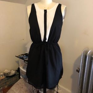 Black and White Drawstring Dress